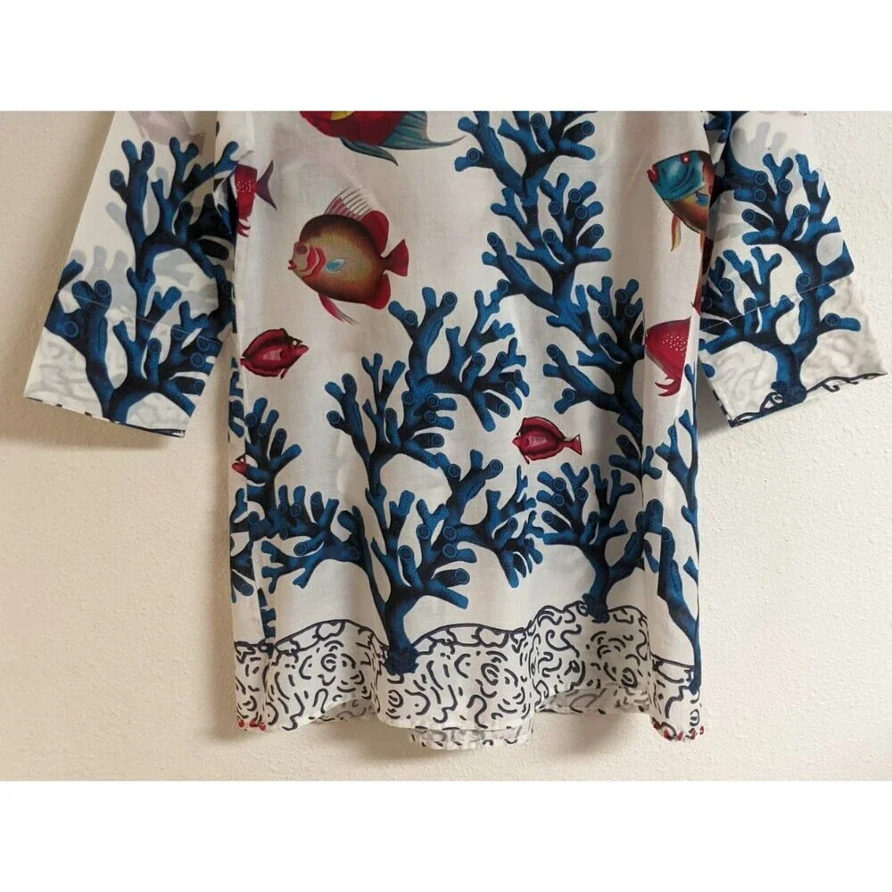 Women's Soft Surroundings Coral Reef Fish Seychelles Tunic/Dress/Cover-Up PXS - Picture 12 of 14